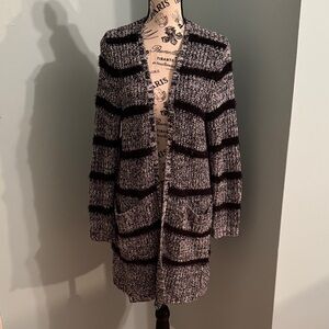 August Silk Black and Gray Women's Cardigan